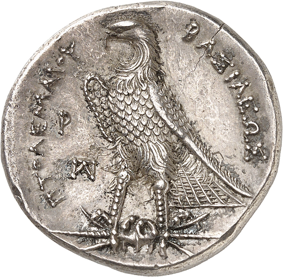 LORBER Coins of the Ptolemaic Empire Vol. I, Part 1, no. 154 Ptolemy I reverse, Eagle with closed wings standing left on t...
