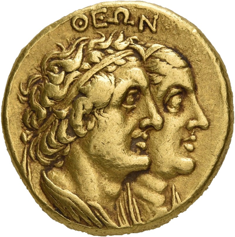 LORBER Coins of the Ptolemaic Empire Vol. I, Part 1, no. 311 Ptolemy II reverse, Jugate busts right of Ptolemy I and Beren...
