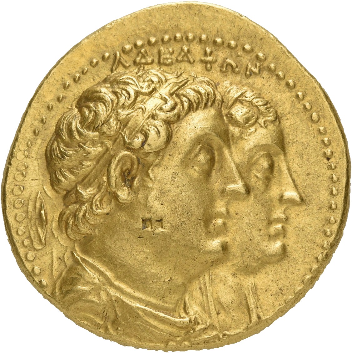 LORBER Coins of the Ptolemaic Empire Vol. I, Part 1, no. 313 Ptolemy II obverse, Jugate busts right of Ptolemy II and Arsi...