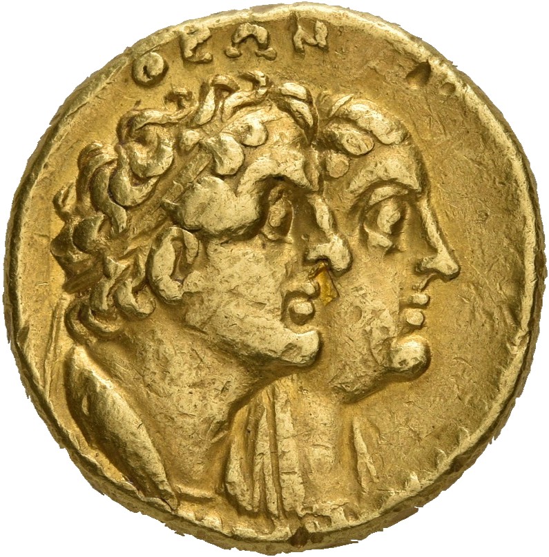 LORBER Coins of the Ptolemaic Empire Vol. I, Part 1, no. 314 Ptolemy II reverse, Jugate busts right of Ptolemy I and Beren...