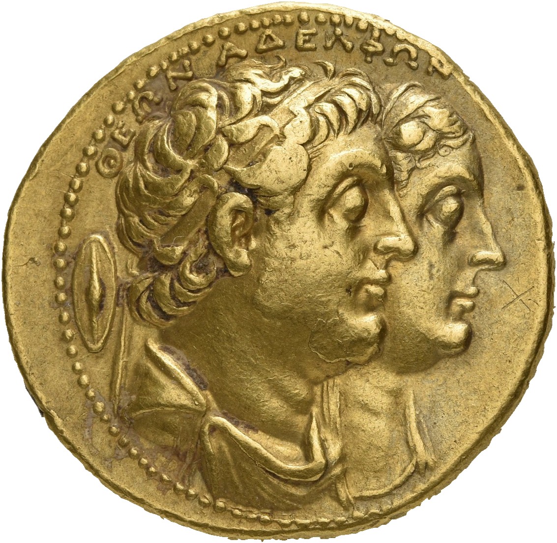 LORBER Coins of the Ptolemaic Empire Vol. I, Part 1, no. 319 Ptolemy II obverse, Jugate busts right of Ptolemy I and Beren...