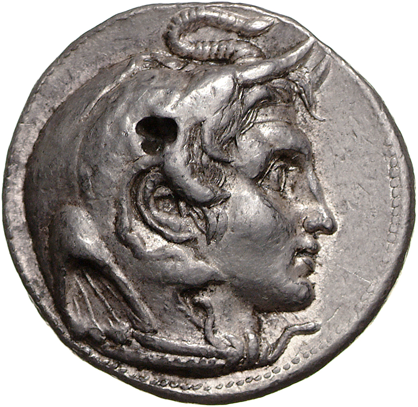LORBER Coins of the Ptolemaic Empire Vol. I, Part 1, no. 35a Ptolemy I obverse, Horned Head of the deified Alexander right...