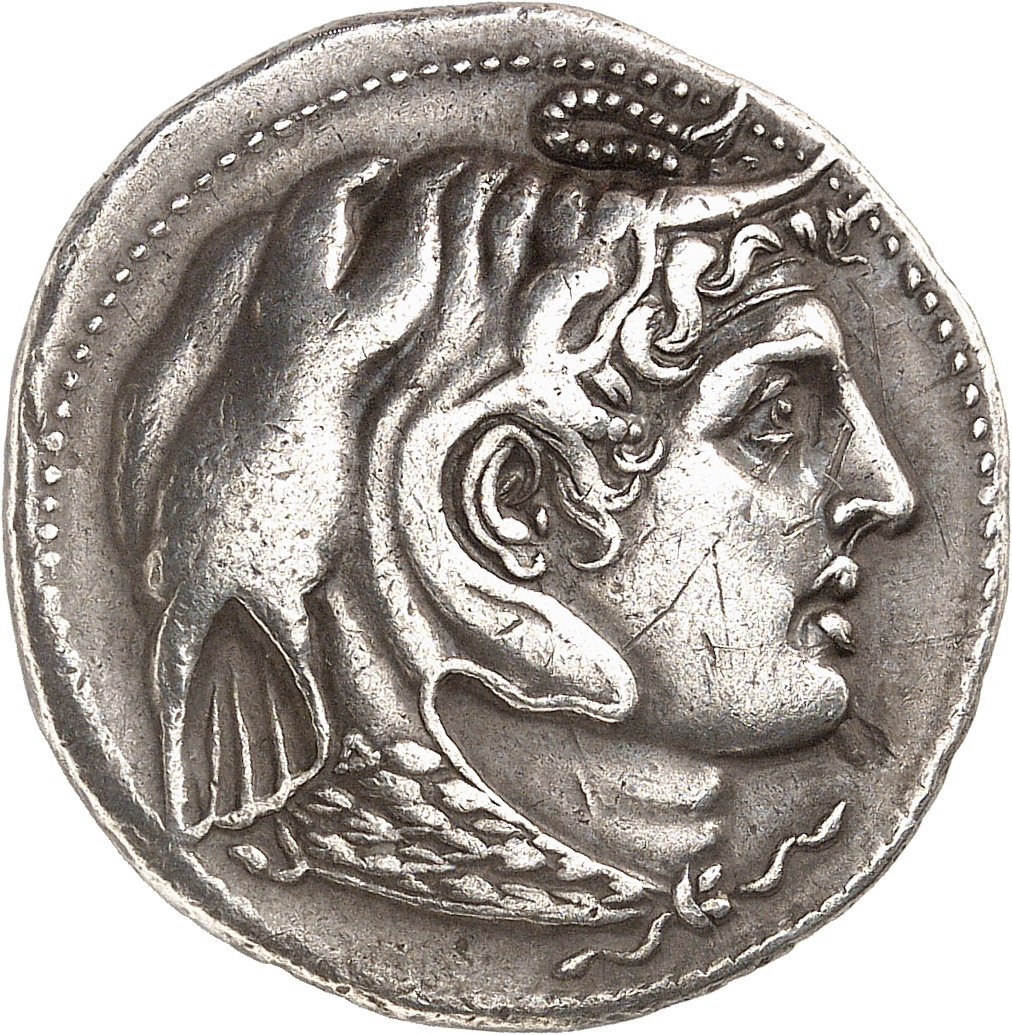 LORBER Coins of the Ptolemaic Empire Vol. I, Part 1, no. 57 Ptolemy I obverse, Horned Head of the deified Alexander right,...