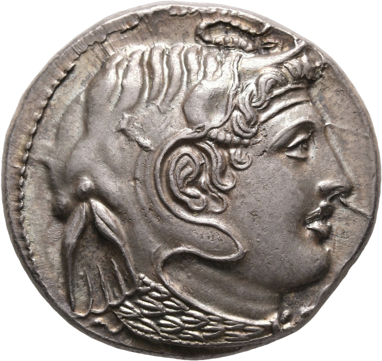 LORBER Coins of the Ptolemaic Empire Vol. I, Part 1, no. 58 Ptolemy I obverse, Horned Head of the deified Alexander right,...