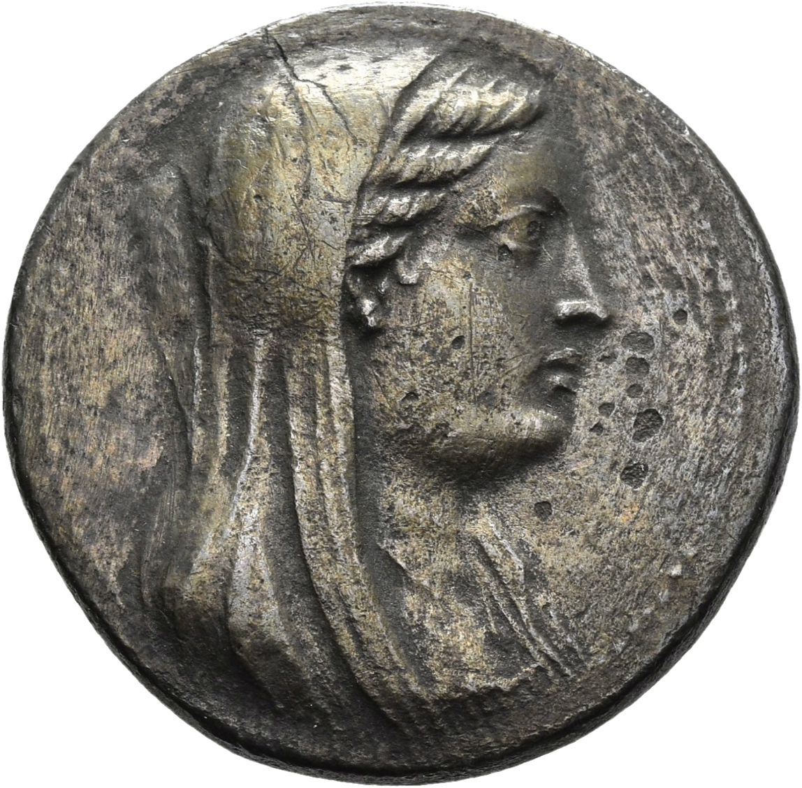 LORBER Coins of the Ptolemaic Empire Vol. I, Part 1, no. 742 Ptolemy III obverse, Diademed and veiled bust of Berenice II ...
