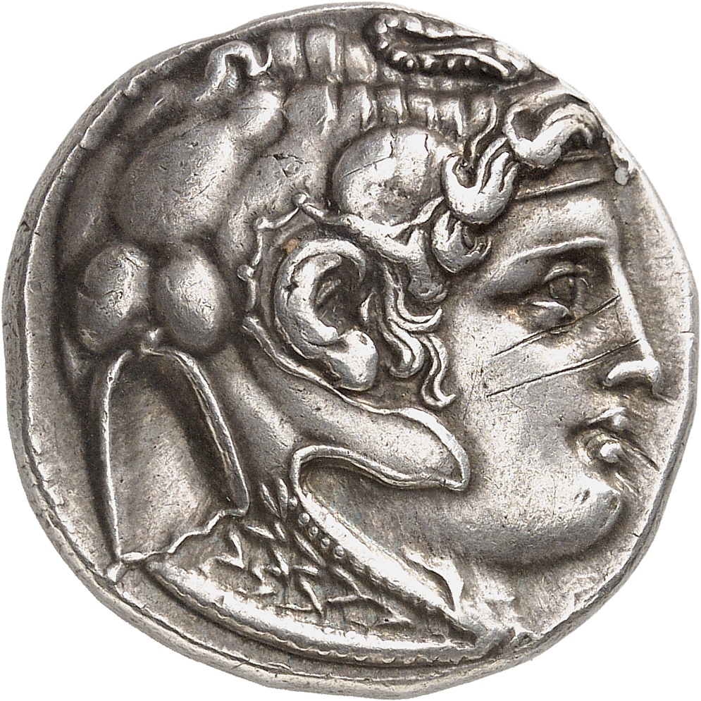 LORBER Coins of the Ptolemaic Empire Vol. I, Part 1, no. 86 Ptolemy I obverse, Horned Head of the deified Alexander right,...