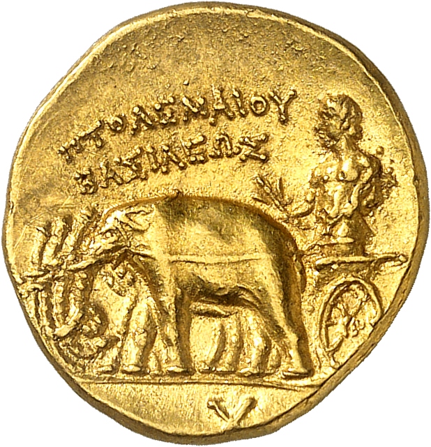 LORBER Coins of the Ptolemaic Empire Vol. I, Part 1, no. 91 Ptolemy I reverse, Alexander standing in a chariot, aegis drap...