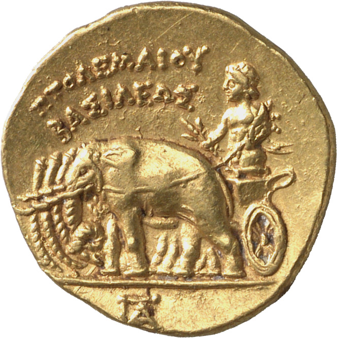 LORBER Coins of the Ptolemaic Empire Vol. I, Part 1, no. 94 Ptolemy I reverse, Alexander standing in a chariot, aegis drap...