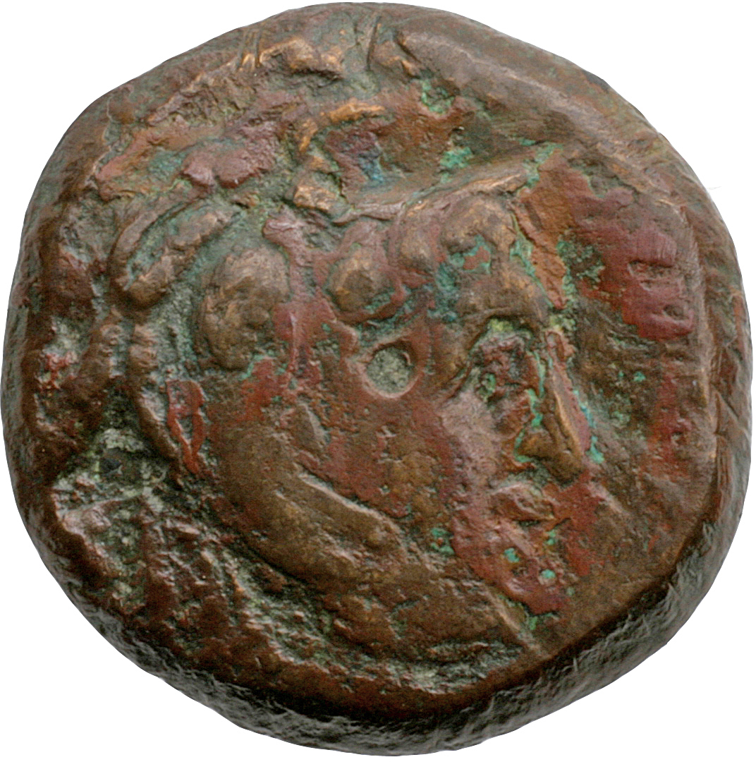 LORBER Coins of the Ptolemaic Empire Vol. I, Part II, no. B206 Ptolemy II obverse, Horned Head of deified Alexander right ...