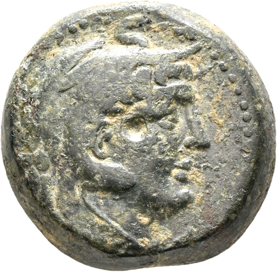 LORBER Coins of the Ptolemaic Empire Vol. I, Part II, no. B226 Ptolemy II obverse, Horned Head of deified Alexander right ...