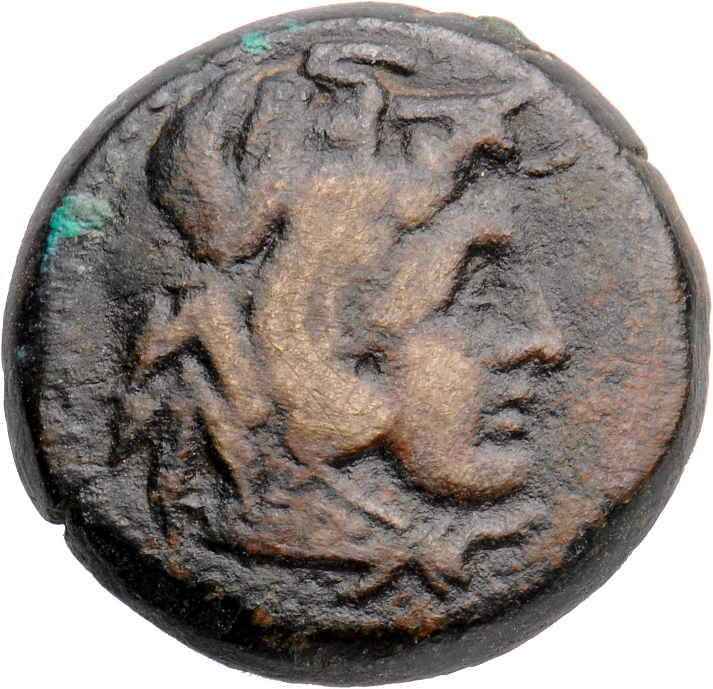 LORBER Coins of the Ptolemaic Empire Vol. I, Part II, no. B227a Ptolemy II obverse, Horned Head of deified Alexander right...