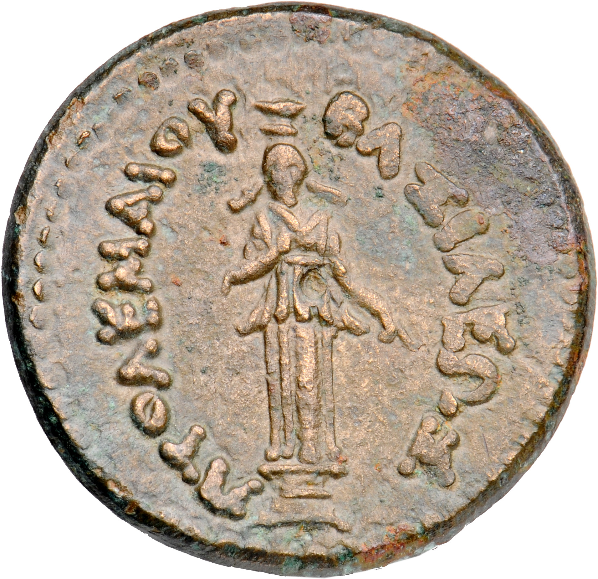 LORBER Coins of the Ptolemaic Empire Vol. I, Part II, no. B447 Ptolemy III reverse, Facing statue of Aphrodite on base, we...