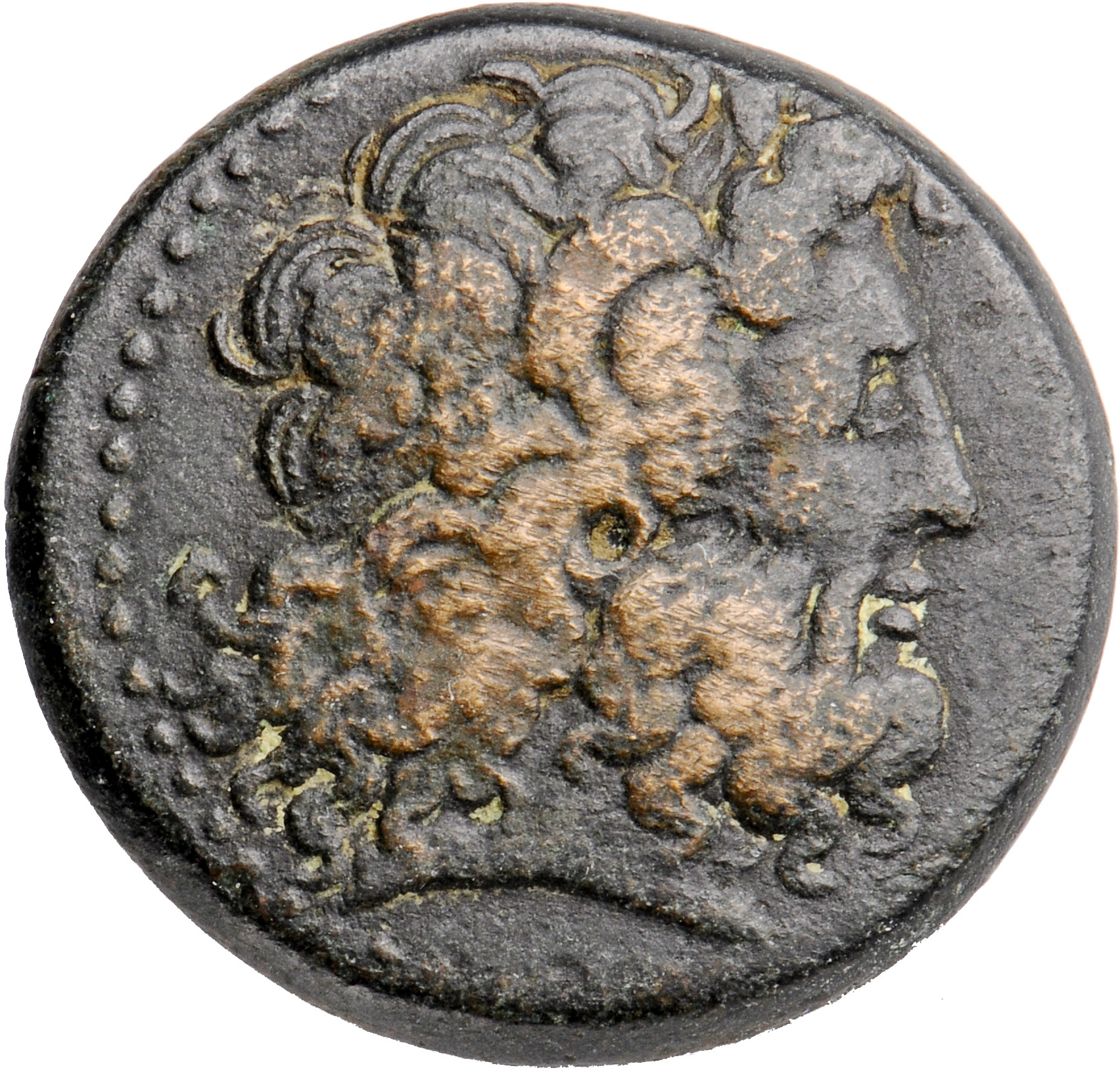 LORBER Coins of the Ptolemaic Empire Vol. I, Part II, no. B447 Ptolemy III obverse, Horned Head of Zeus Ammon right, weari...
