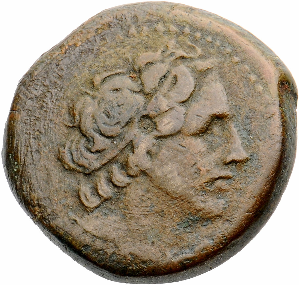 LORBER Coins of the Ptolemaic Empire Vol. I, Part II, no. B487 Ptolemy III obverse, Diademed Head of Ptolemy I right, aegi...