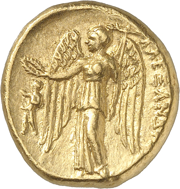 PRICE 186 Alexander III reverse — Nike standing left holding wreath in right hand, and stylis in her left hand