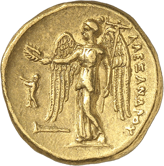 PRICE 188 Alexander III reverse, Nike standing left holding wreath in right hand, and stylis in her left hand