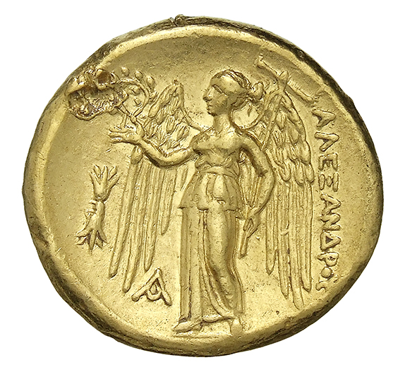 PRICE 191 Alexander III reverse, Nike standing left holding wreath in right hand, and stylis in her left hand