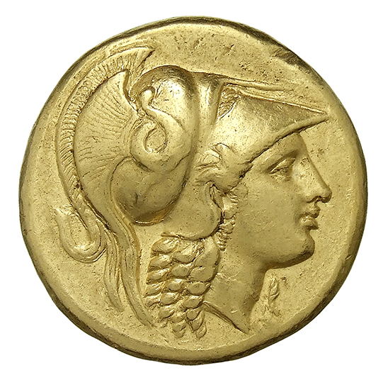 PRICE 191 Alexander III obverse — Head of Athena right wearing Corinthian helmet with crest