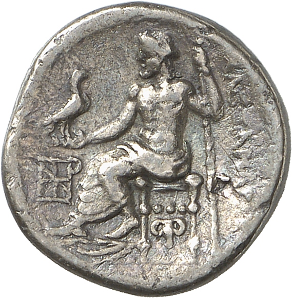 PRICE 1921 Alexander III reverse, Zeus seated on stool-throne left, eagle on outstretched right hand, sceptre in left hand