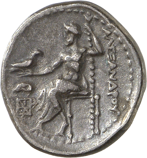 PRICE 1922 Alexander III reverse, Zeus seated on stool-throne left, eagle on outstretched right hand, sceptre in left hand