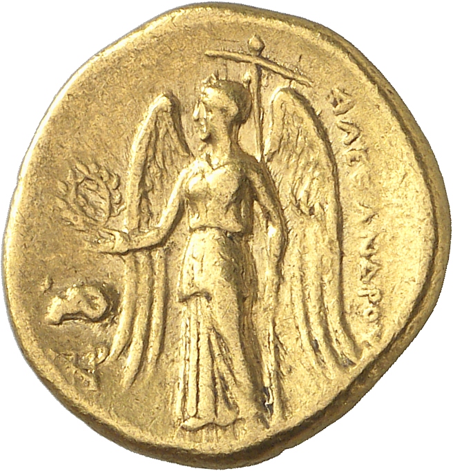 PRICE 1928 Alexander III reverse — Nike standing left holding wreath in right hand, and stylis in her left hand