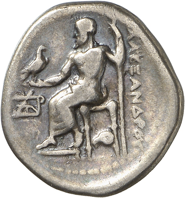 PRICE 1931 Alexander III reverse, Zeus seated on stool-throne left, eagle on outstretched right hand, sceptre in left hand