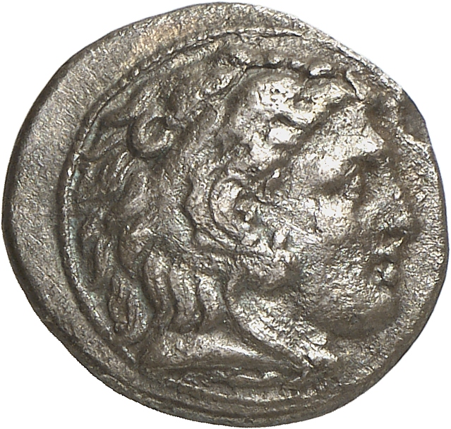 PRICE 1935 Alexander III obverse, Head of beardless Heracles right wearing lion skin headdress