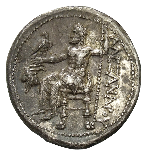 PRICE 200 Alexander III reverse, Zeus seated on stool-throne left, eagle on outstretched right hand, sceptre in left hand