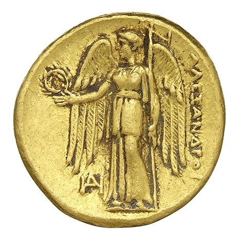PRICE 2079 Alexander III reverse, Nike standing left holding wreath in right hand, and stylis in her left hand