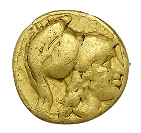 PRICE 2081 Alexander III obverse, Head of Athena right wearing Corinthian helmet with crest