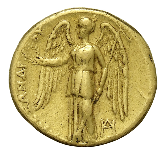 PRICE 2083 Alexander III reverse, Nike standing left holding wreath in right hand, and stylis in her left hand