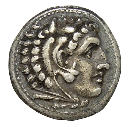 PRICE 2089 Alexander III obverse — Head of beardless Heracles right wearing lion skin headdress