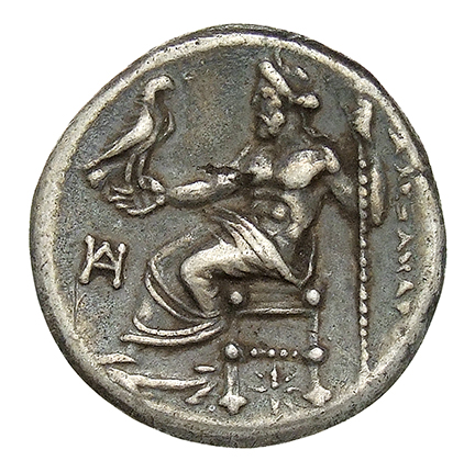 PRICE 2089 Alexander III reverse — Zeus seated on stool-throne left, eagle on outstretched right hand, sceptre in left hand