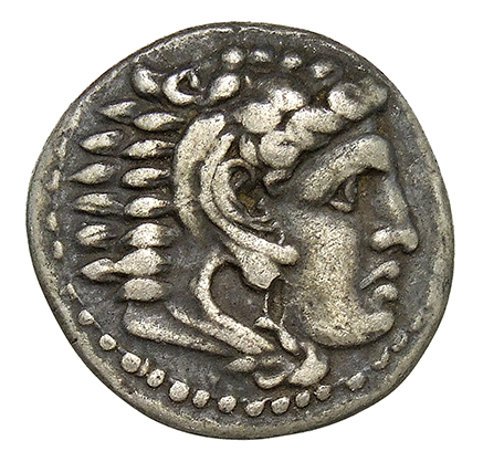 PRICE 2090 Alexander III obverse — Head of beardless Heracles right wearing lion skin headdress