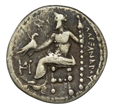 PRICE 2090 Alexander III reverse — Zeus seated on stool-throne left, eagle on outstretched right hand, sceptre in left hand