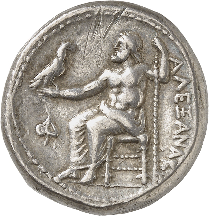 PRICE 23 Alexander III reverse — Zeus seated on stool-throne left, eagle on outstretched right hand, sceptre in left hand