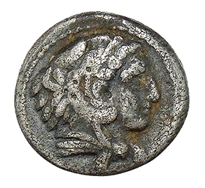 PRICE 25 Alexander III obverse, Head of beardless Heracles right wearing lion skin headdress