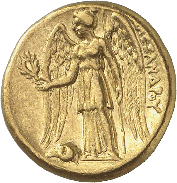PRICE 2528 Alexander III reverse, Nike standing left holding wreath in right hand, and stylis in her left hand