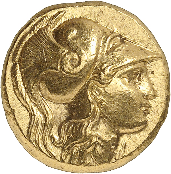 PRICE 2533 Alexander III obverse, Head of Athena right wearing Corinthian helmet with crest