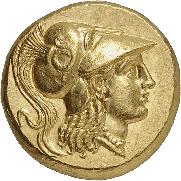 PRICE 2537 Alexander III obverse — Head of Athena right wearing Corinthian helmet with crest