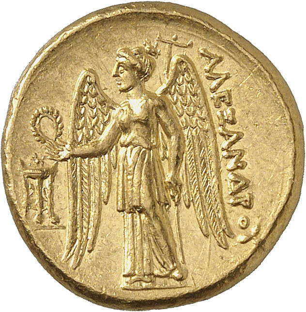 PRICE 2537 Alexander III reverse — Nike standing left holding wreath in right hand, and stylis in her left hand