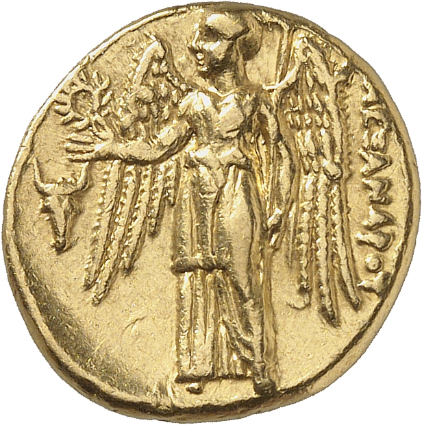 PRICE 2539 Alexander III reverse, Nike standing left holding wreath in right hand, and stylis in her left hand