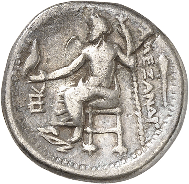 PRICE 2550 Alexander III reverse, Zeus seated on stool-throne left, eagle on outstretched right hand, sceptre in left hand