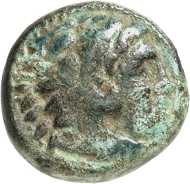 PRICE 2551 Alexander III obverse — Head of beardless Heracles right wearing lion skin headdress