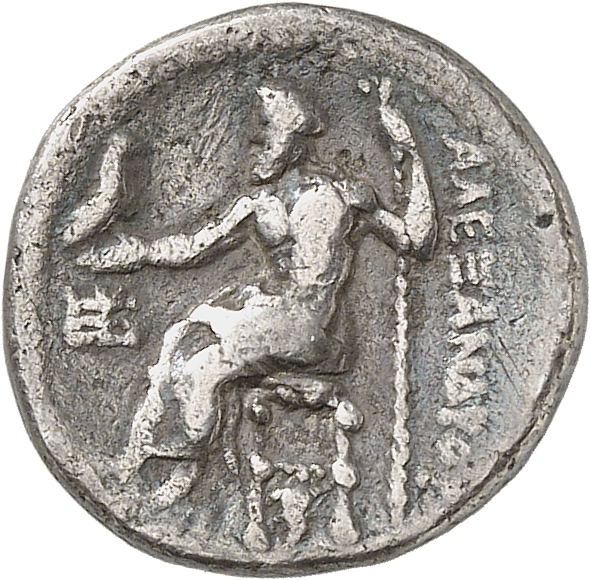 PRICE 2553 Alexander III reverse, Zeus seated on stool-throne left, eagle on outstretched right hand, sceptre in left hand