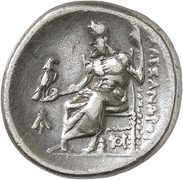 PRICE 2563 Alexander III reverse, Zeus seated on stool-throne left, eagle on outstretched right hand, sceptre in left hand