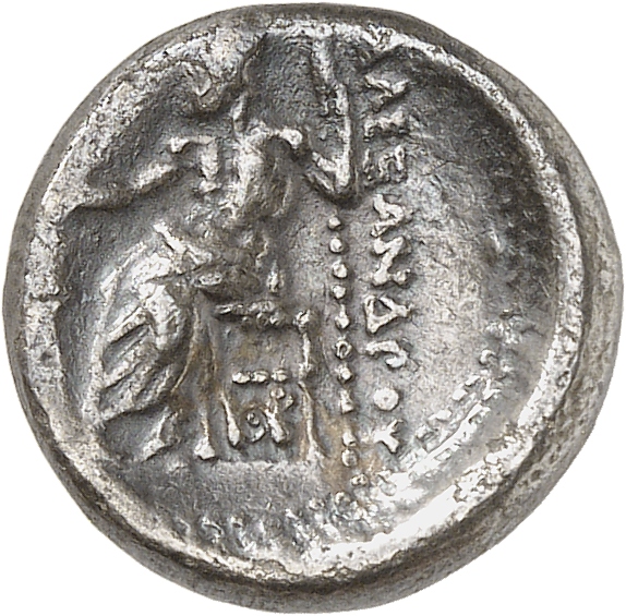 PRICE 2563 Alexander III reverse — Zeus seated on stool-throne left, eagle on outstretched right hand, sceptre in left hand