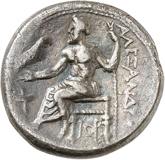 PRICE 2565 Alexander III reverse, Zeus seated on stool-throne left, eagle on outstretched right hand, sceptre in left hand