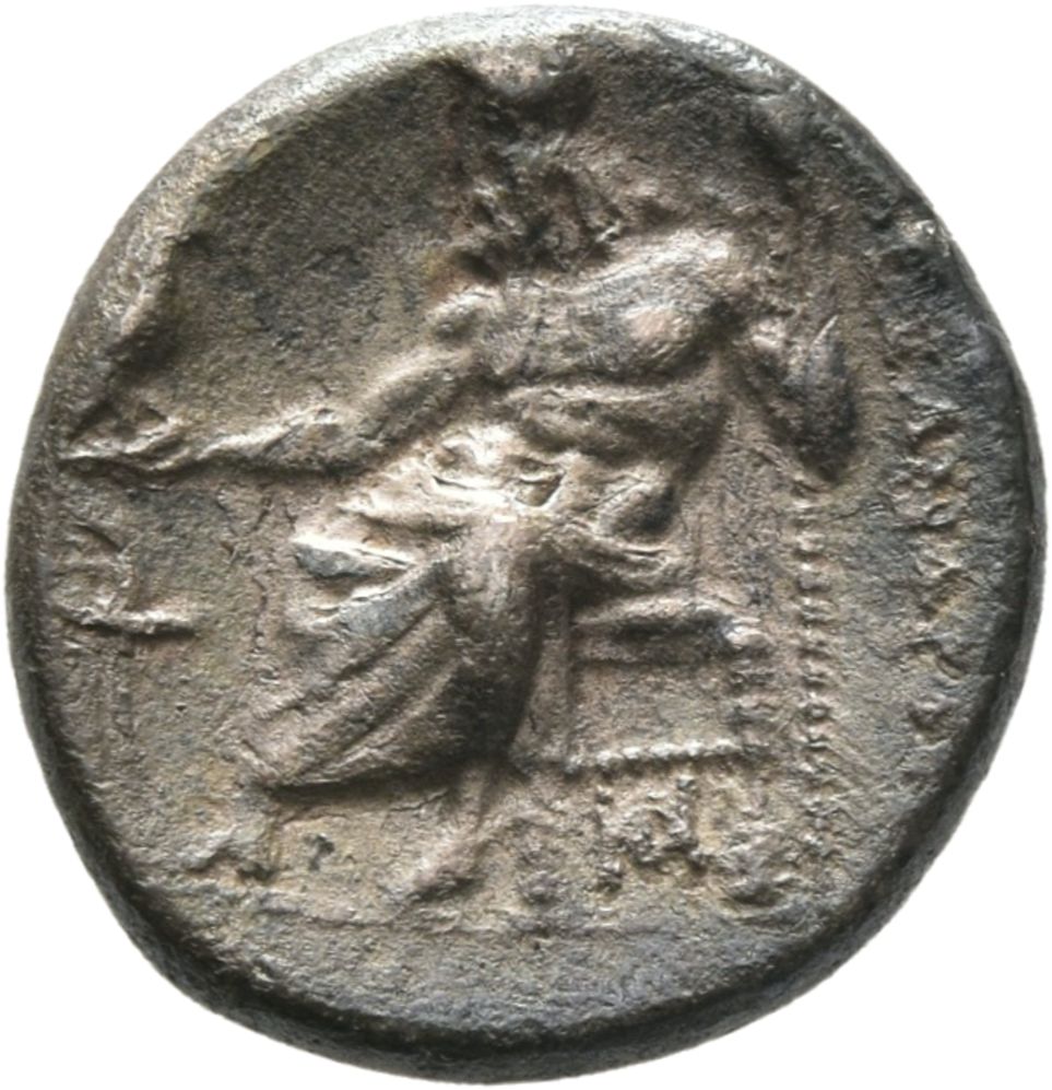 PRICE 2566 Alexander III reverse, Zeus seated on stool-throne left, eagle on outstretched right hand, sceptre in left hand