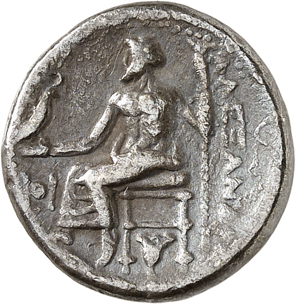 PRICE 2569 Alexander III reverse, Zeus seated on stool-throne left, eagle on outstretched right hand, sceptre in left hand